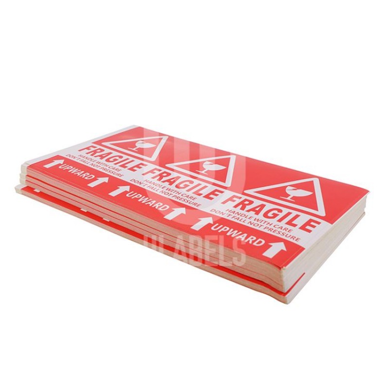 Adhesive Sticker Warning Fragile Shipping Label For Packaging