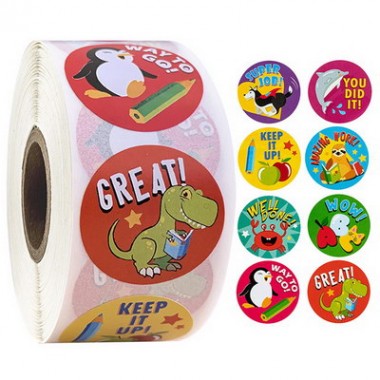 1 Inch 500pcs Reward Stickers Encouragement Sticker Roll For Kids Motivational Stickers With Cute Animals For Students