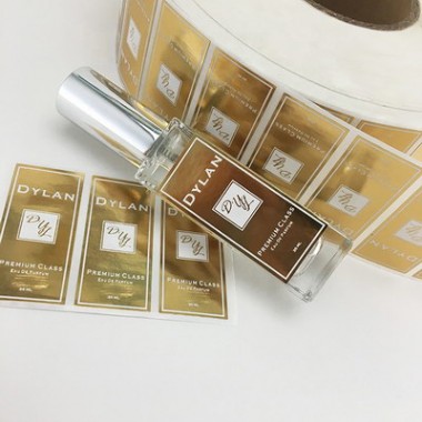 Custom Cosmetic Adhesive Gold Foil Sticker Perfume Glass Bottle Logo Label