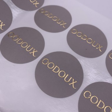 Factory Made Removable Vinyl Label Round Logo Gold Foil Embossed Stickers Printing