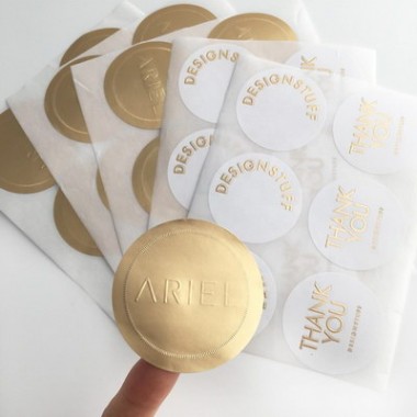 Custom Gold Embossed Paper Logo Stickers Printing Manufacturer