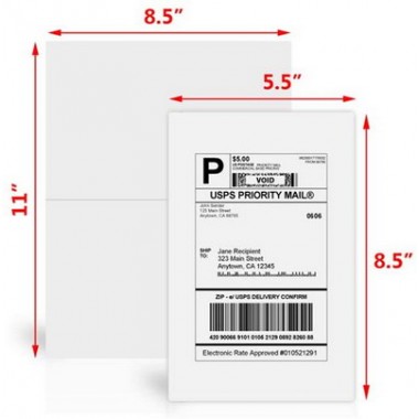 Barcode Strong Label Tear Proof Synthetic Paper Half Sheet A4 Stickers For Usps Fedex Shipping Adhesive Paper Sticker