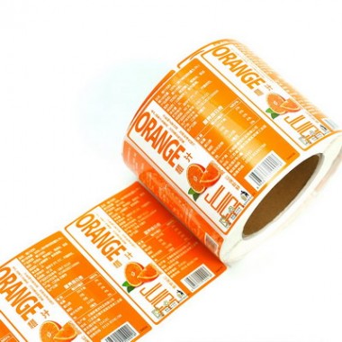 OEM Printing Orange Juice Self Adhesive Glossy Laminated Label Apple Vinegar Soft Drink Beverage Bottle Waterproof Sticker