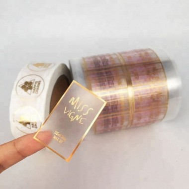 Self Adhesive Customized Printing Clear Gold Foil Stickers Transparent Logo Label