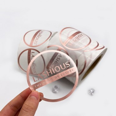 Customized Adhesive Clear Transparent Foil Stamp Labels Printing Sticker Roll Logo