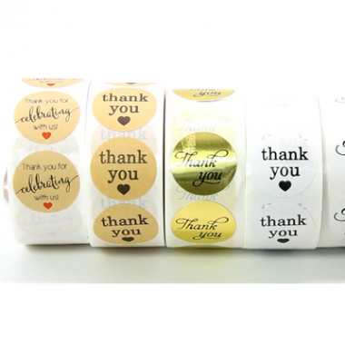 1 Inch Transparent Clear Custom Thank You Sticker Roll Label