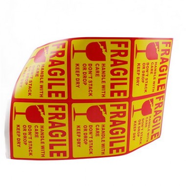 Customized 4x6 Inch Strong Self Adhesive Fragile Warning Labels For Shipping And Moving